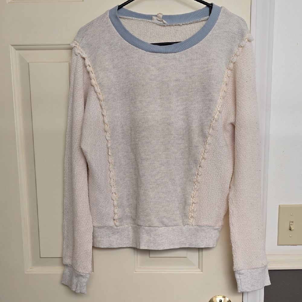 Hem & Thread Cream and Light Blue Sweater